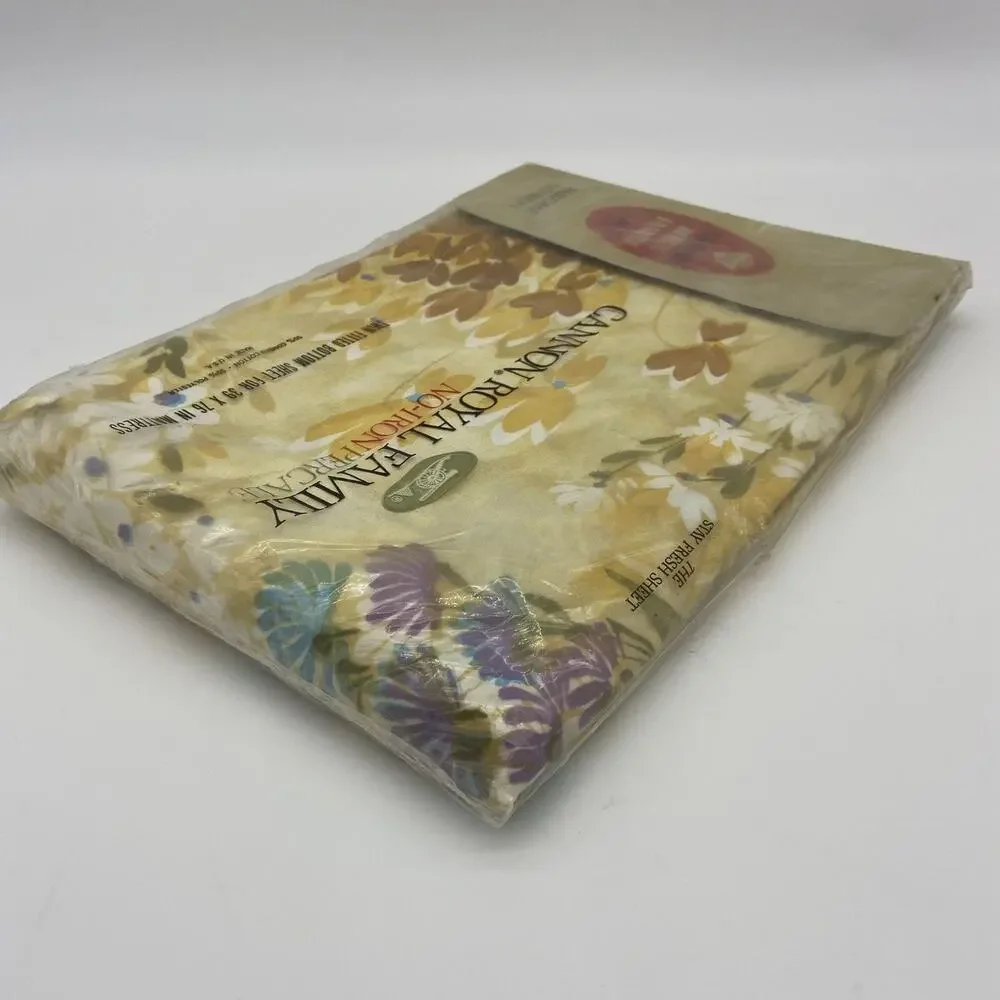 VTG Cannon Royal Family Percale Bottom Sheet 39x76 Shangri-La New Old Stock